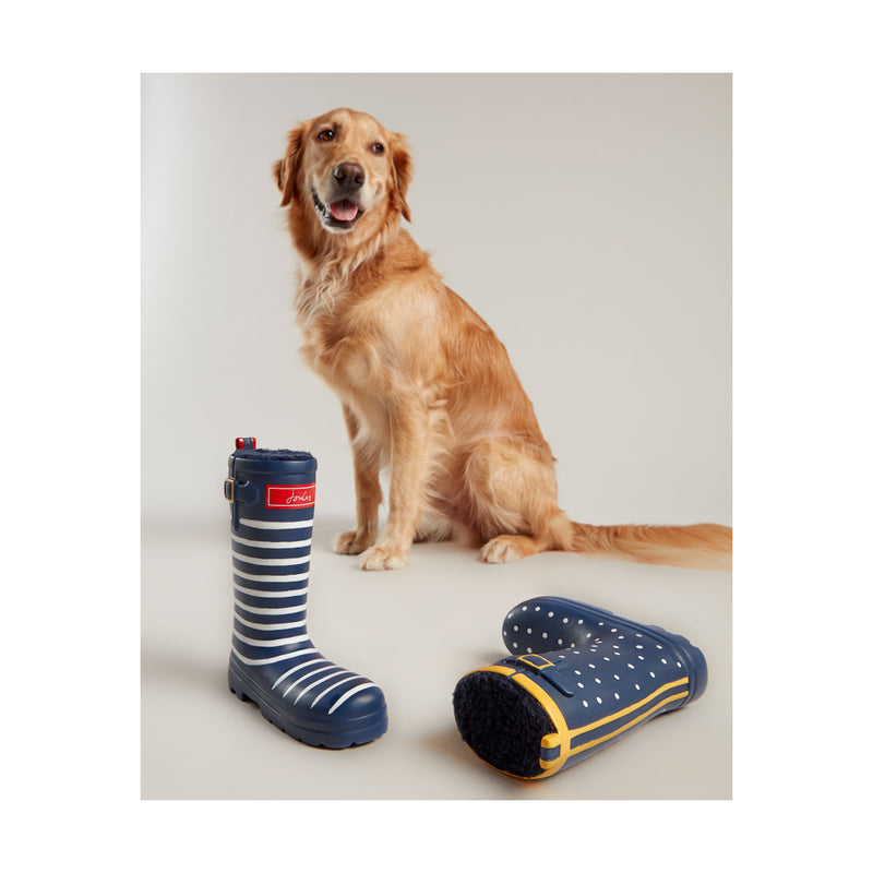 Joules Rubber Welly Dog Toy - Navy Spotty
