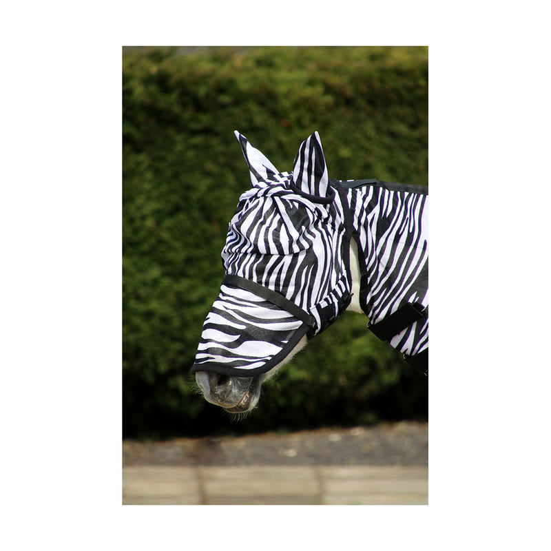 Hy Equestrian Zebra Fly Mask with Ears and Detachable Nose