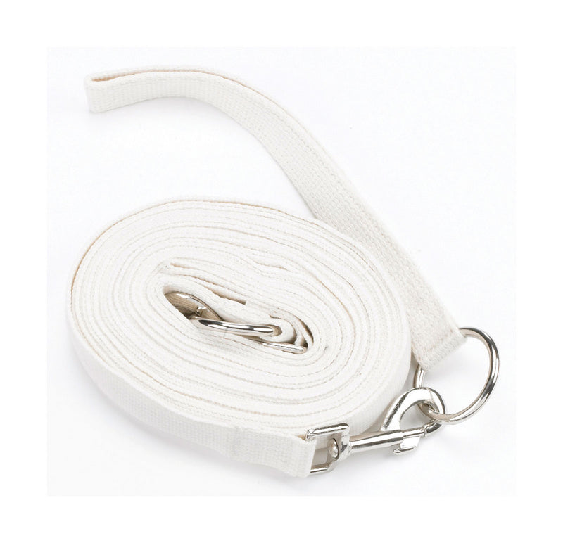 Hy Equestrian Draw Reins with Clips - White - 13'
